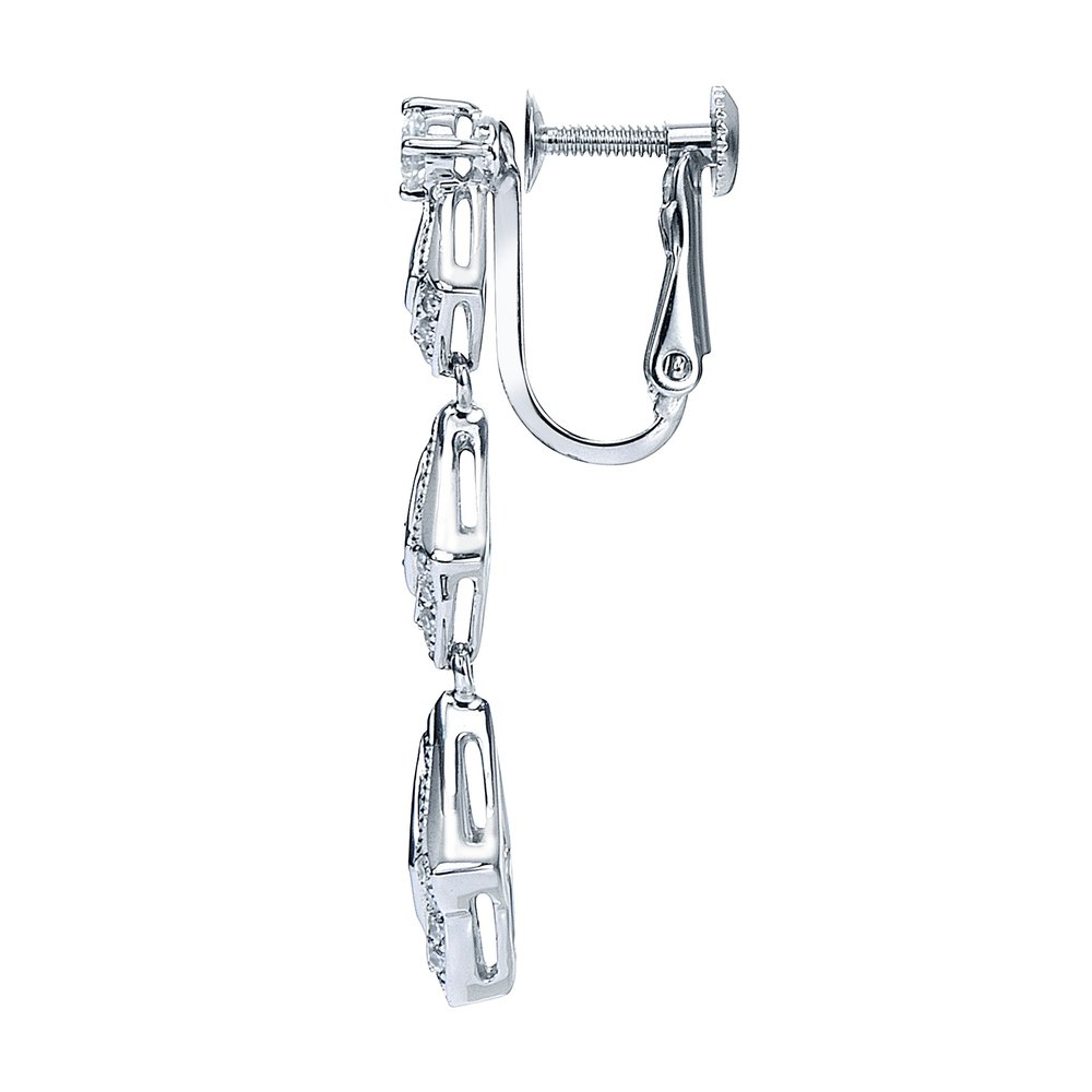 ウィンドウフレーム プラチナ ダイヤモンドイヤリング│ロイヤルアッシャー