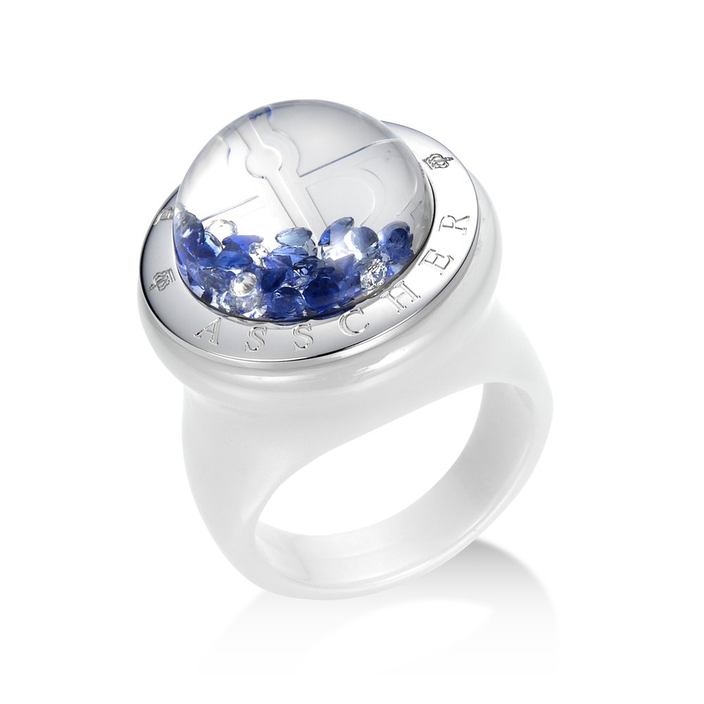 ステラ ホワイトセラミック×K18ホワイトゴールド ブルーサファイヤリング│ロイヤルアッシャー