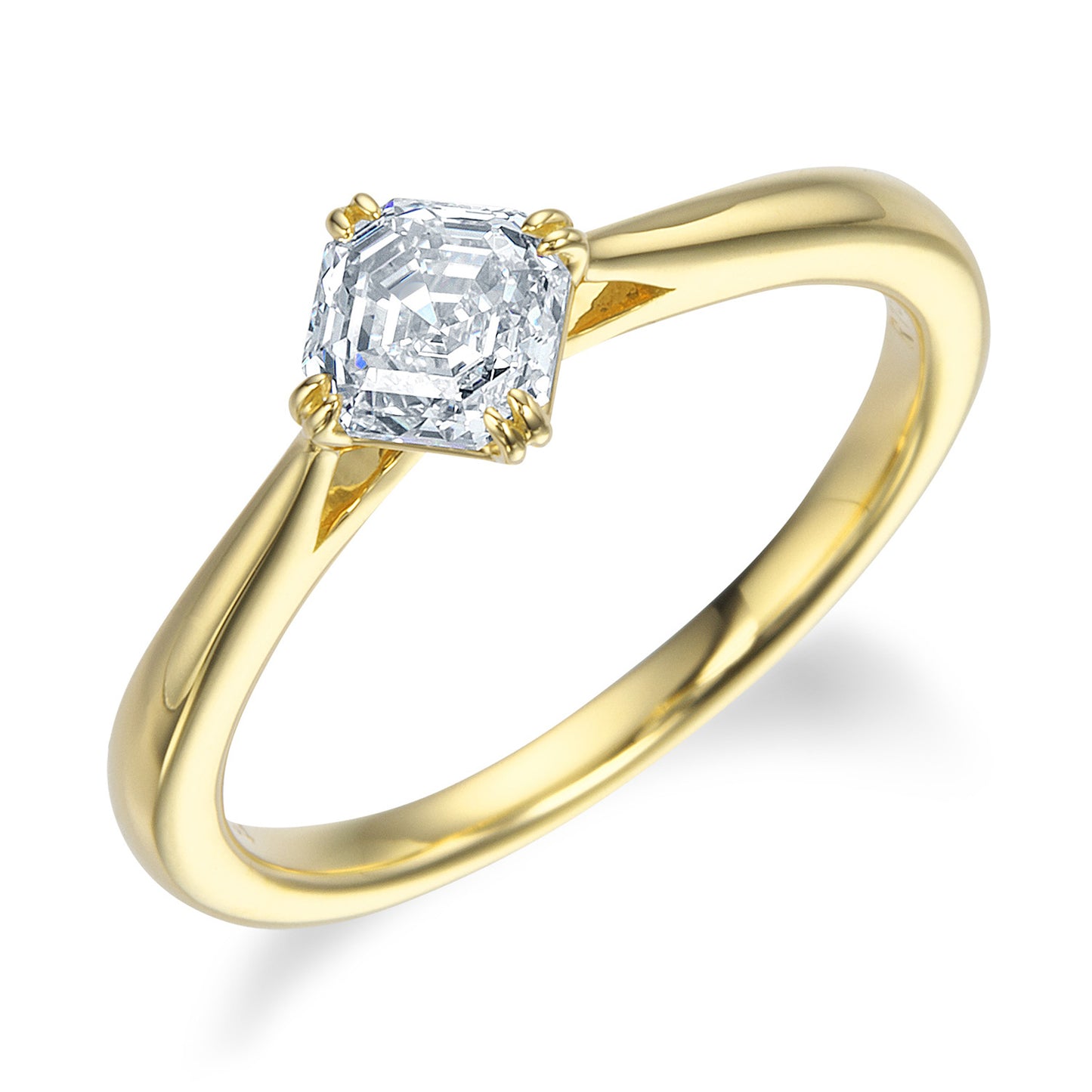 ロイヤル・アッシャー・カット K18イエローゴールド ダイヤモンドリング│ロイヤルアッシャー