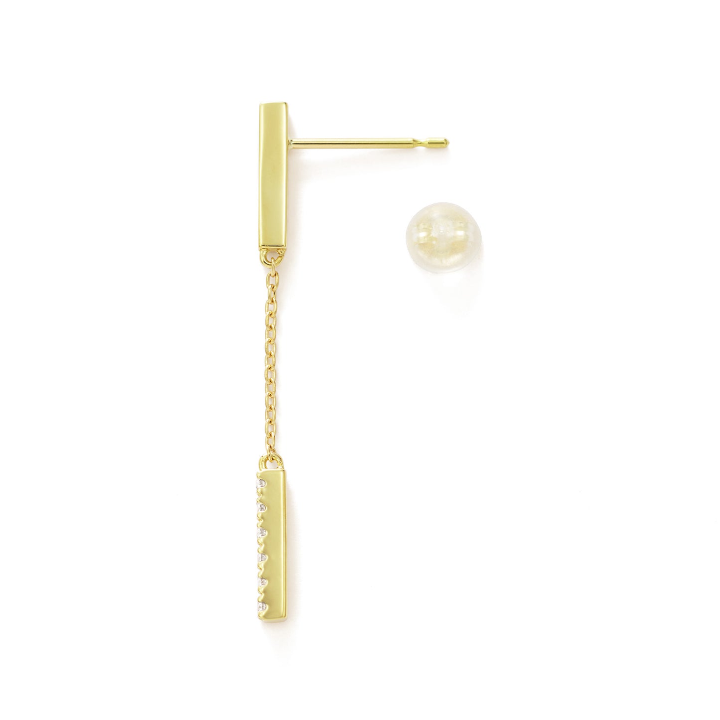 ライン K18イエローゴールド ダイヤモンドピアス