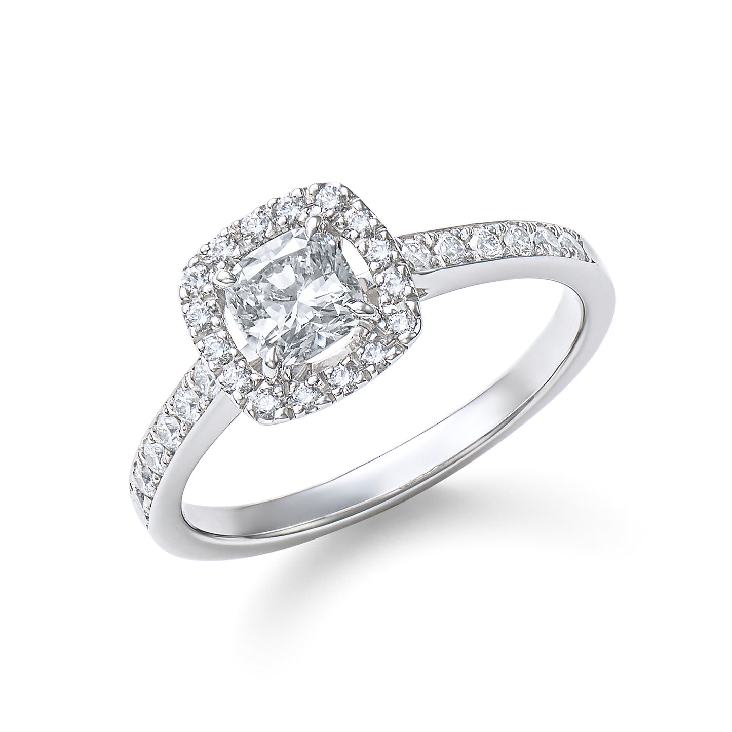 ロイヤル・アッシャー・クッションカット プラチナ ダイヤモンドリング