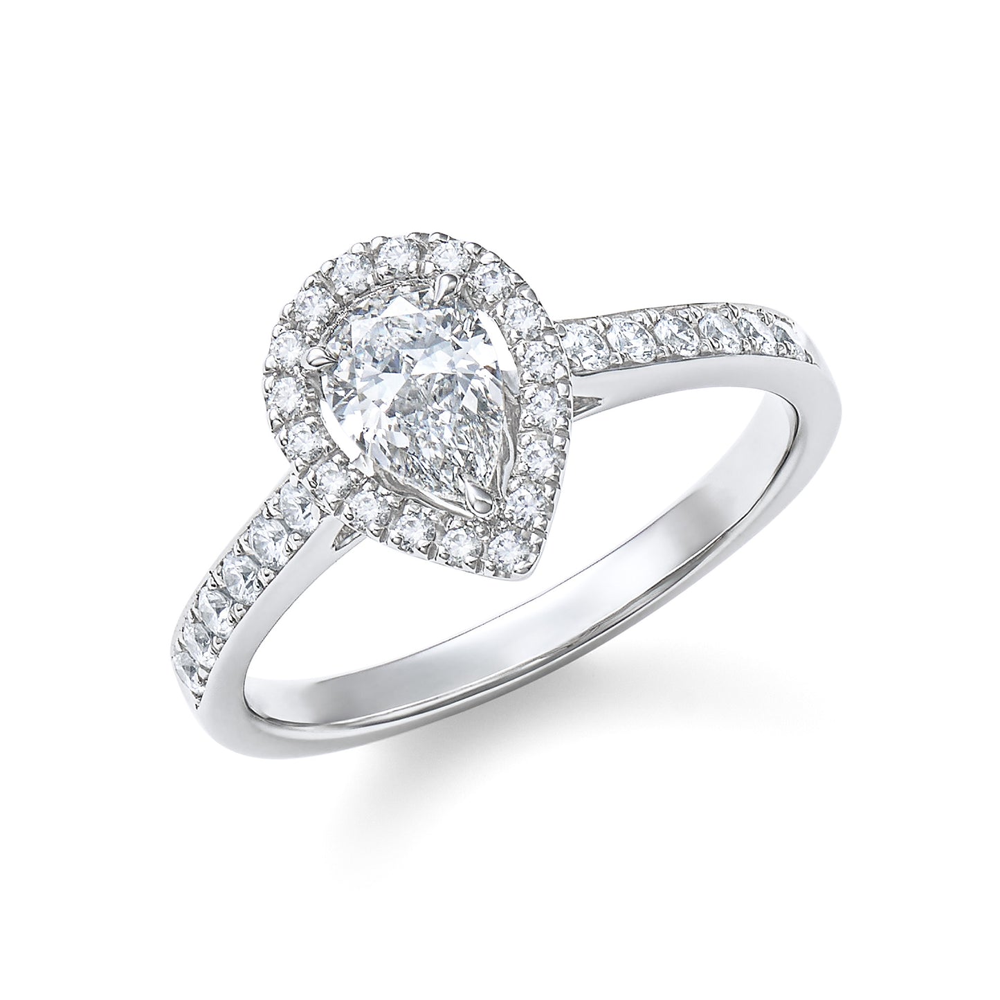 ロイヤル・アッシャー・ペアシェイプカット プラチナ ダイヤモンドリング