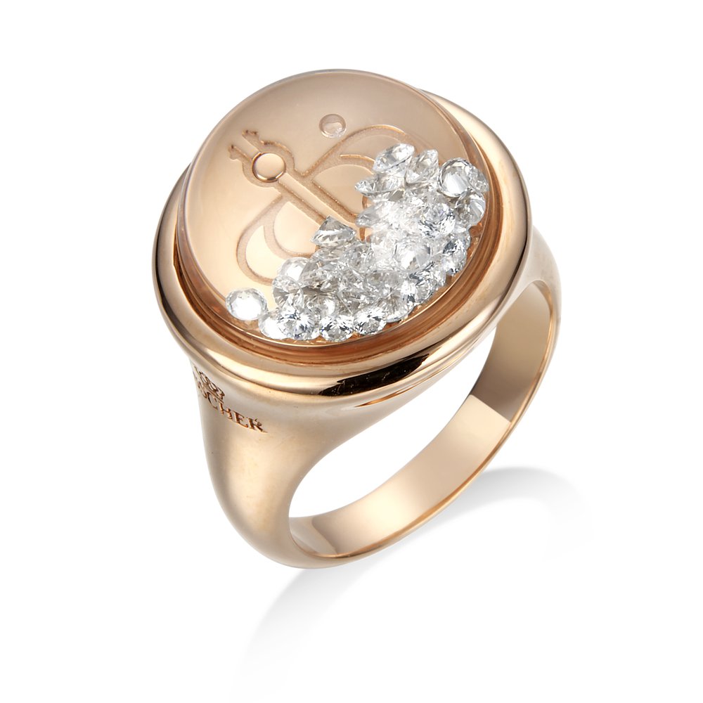 オーロラ K18ピンクゴールド ダイヤモンドリング│ロイヤルアッシャー