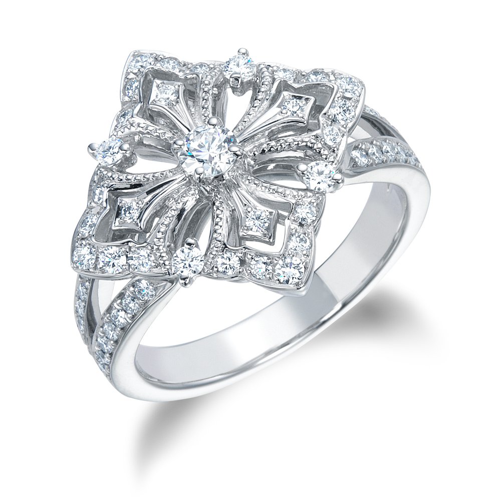 ウィンドウフレーム プラチナ ダイヤモンドリング│ロイヤルアッシャー