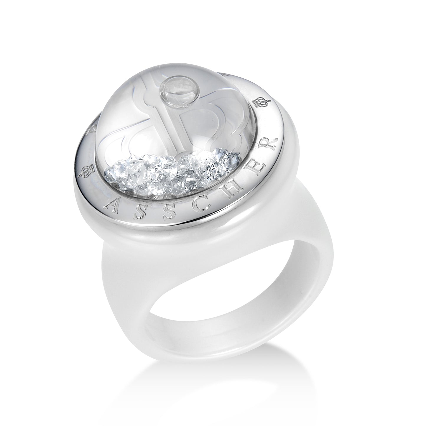 ステラ ホワイトセラミックK18ホワイトゴールド ダイヤモンドリング│ロイヤルアッシャー