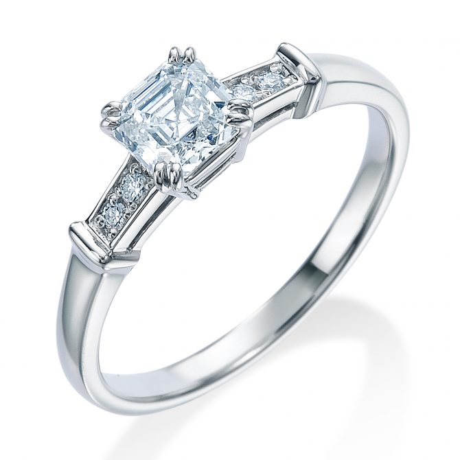 ロイヤル・アッシャー・カット プラチナ ダイヤモンドリング│ロイヤルアッシャー