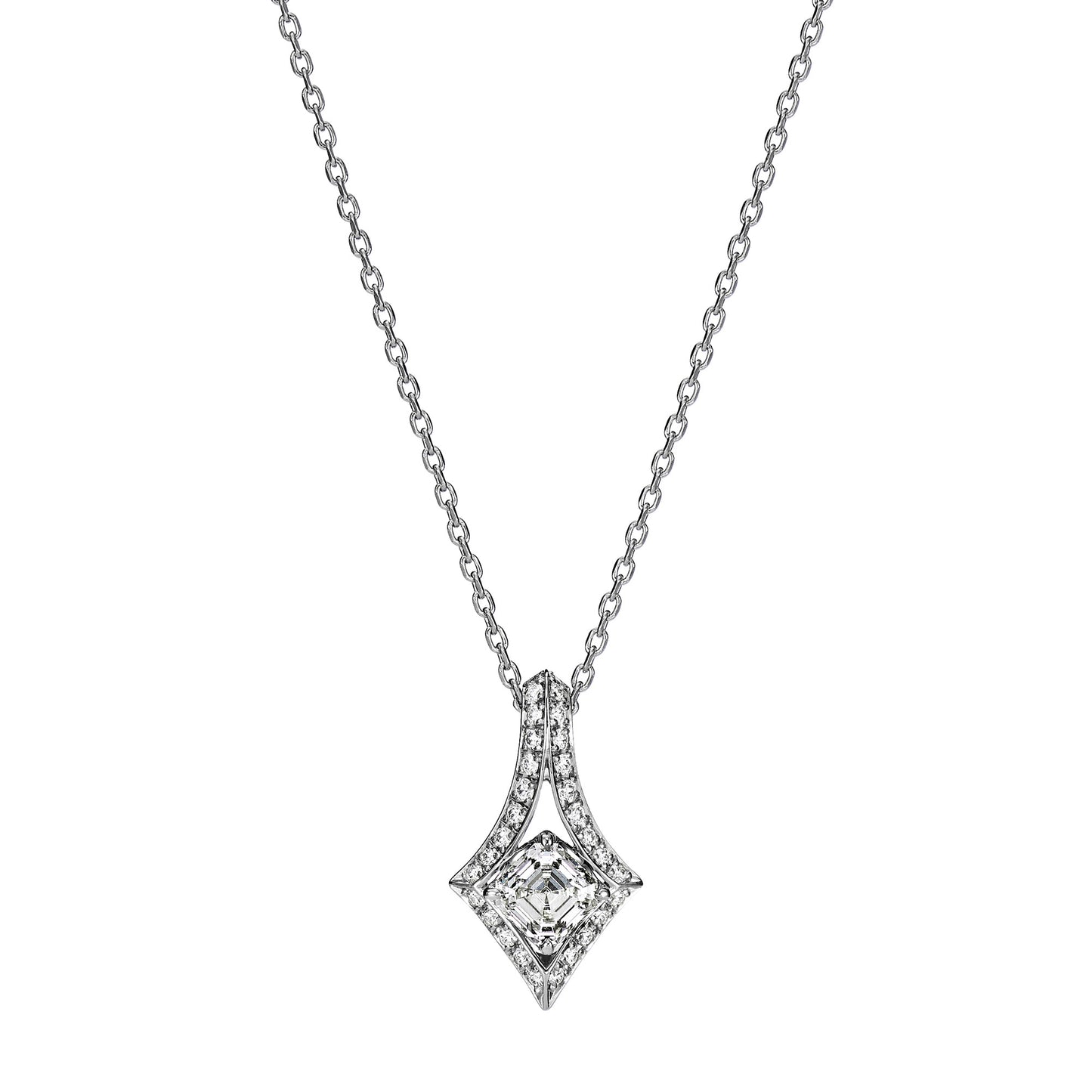 ロイヤル・アッシャー・カット プラチナ ダイヤモンド ペンダント│ロイヤルアッシャー