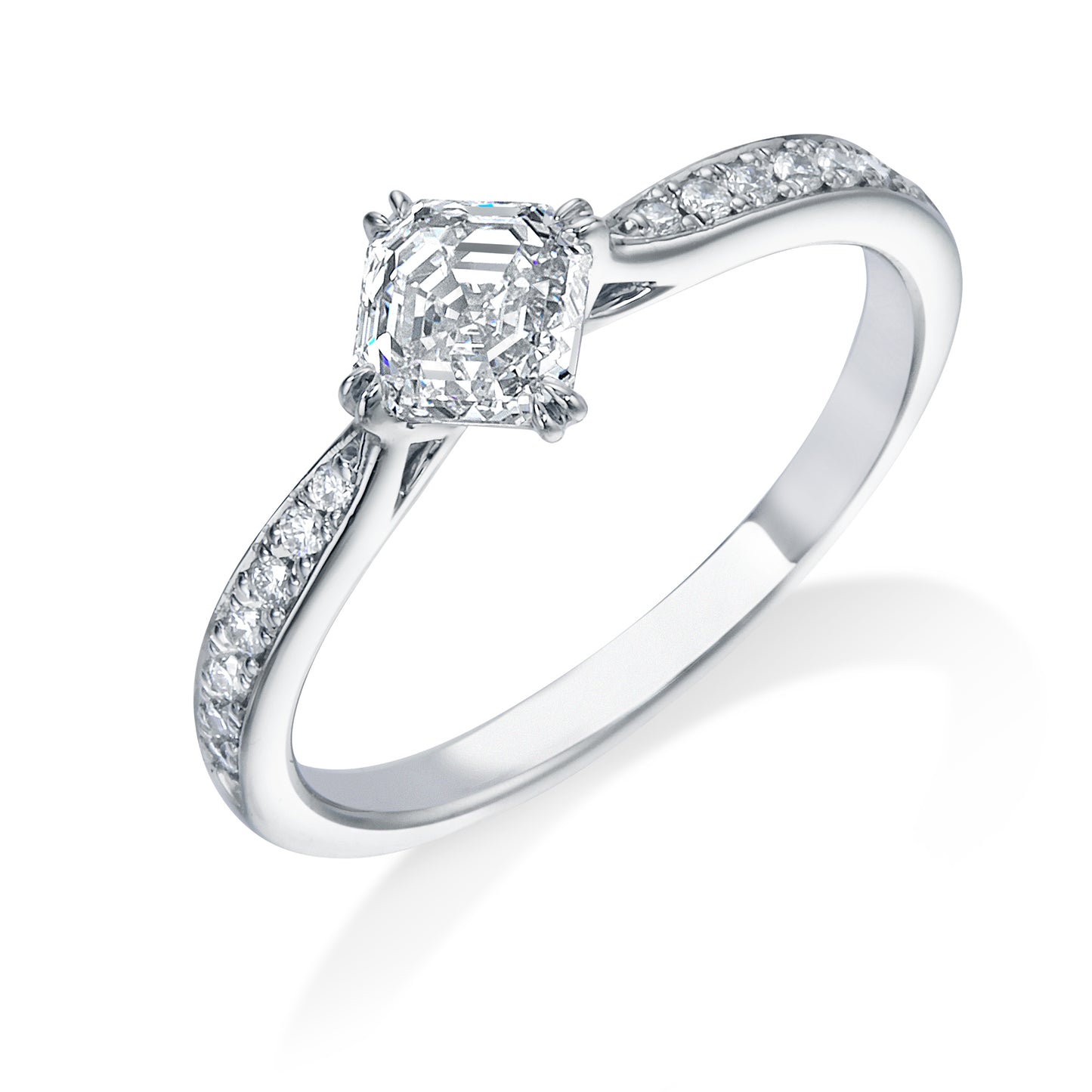 ロイヤル・アッシャー・カット プラチナ ダイヤモンドリング│ロイヤルアッシャー